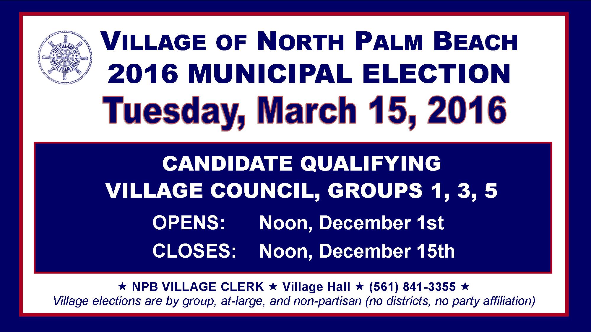 Candidate Qualifying for 3-15-16 Election